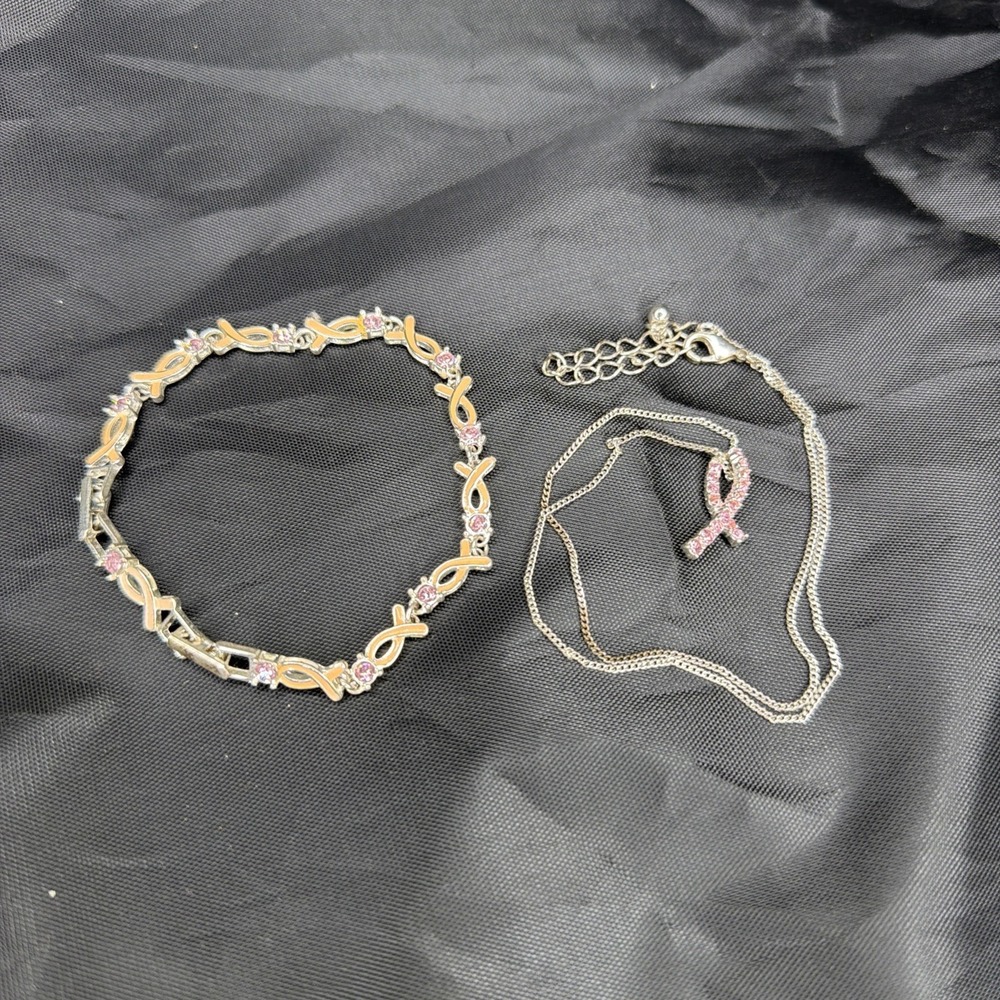 Avon Breast Cancer Awareness Bracelet and Necklace Lot